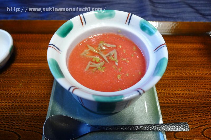 萃 sui-諏訪湖(すい すわこ）の個室食事処でいただく、枝豆の冷やし茶碗蒸し