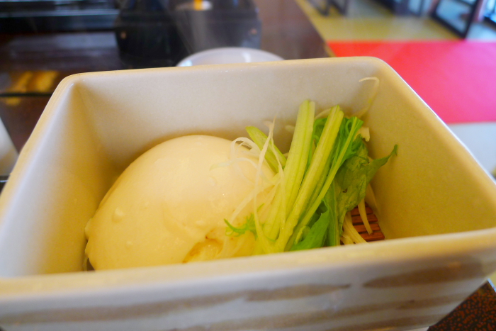 皆生温泉の松月の温泉蒸しの蒸し豆腐が完成