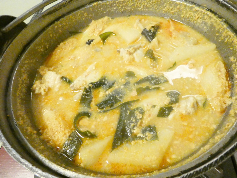 平潟港温泉まるみつ_夕食　どぶじる完成