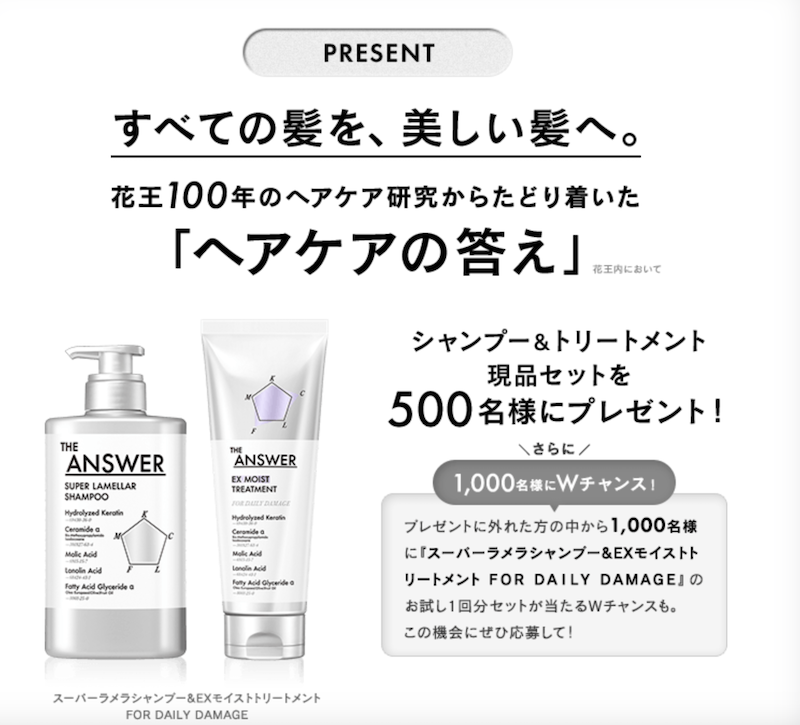 THE ANSWER｜シャンプー＆トリートメント現品セットプレゼント