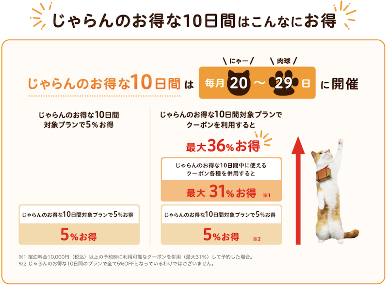 じゃらん｜お得な10日間概要